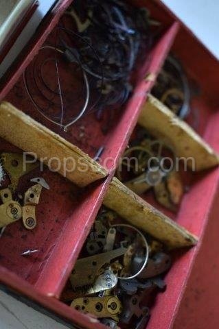 Boxes with parts for watchmakers