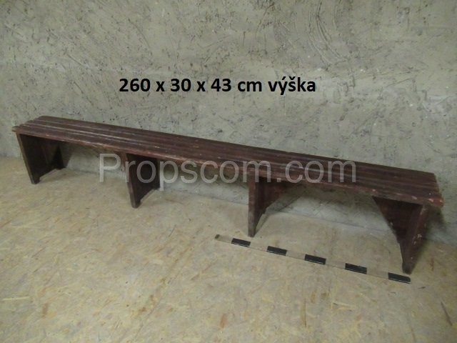 Wooden long green bench