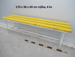 Bench wood metal yellow