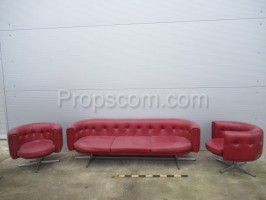 Leather sofa with swivel chairs