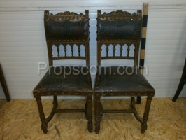 Wood carved leather chair