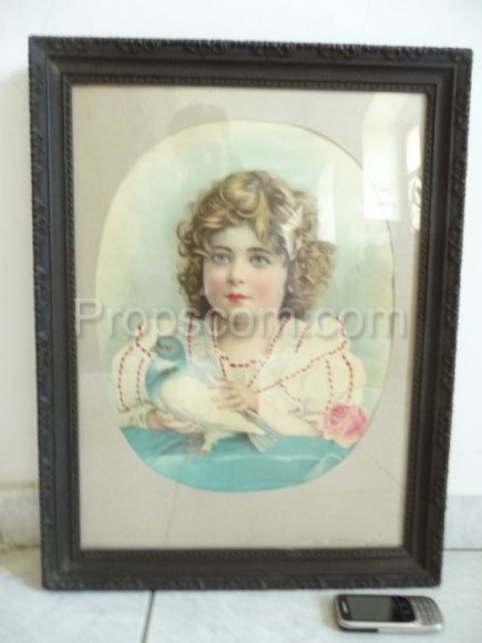 Portrait of a girl in a glazed frame