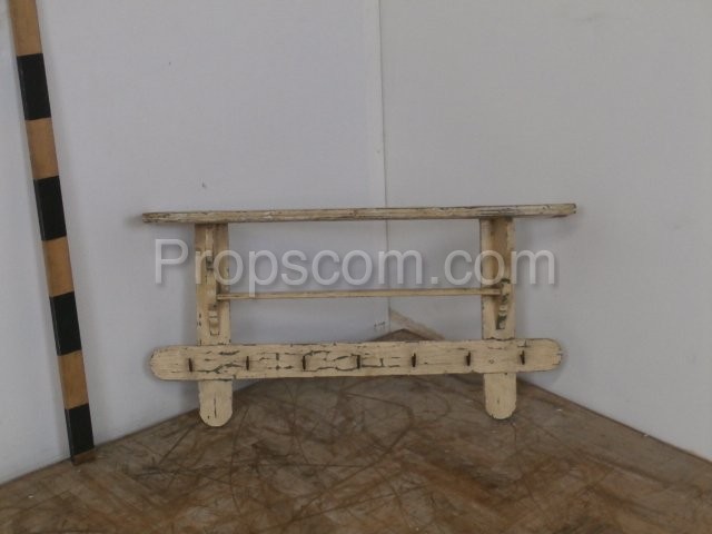 Wooden white shelf with hangers