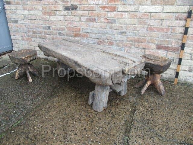 Natural table with benches