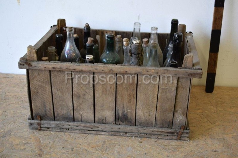 Old bottles in a crate