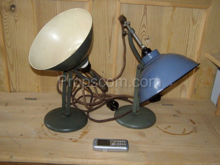 Blue enamel khaki table lamps