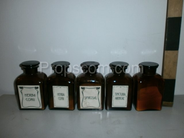 Bottles with ground glass square dark glass