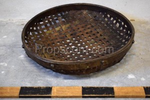 Wicker basket with metal trim