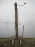 wooden pole with forged circle