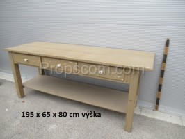 Stůl dřevěný dlouhý se zásuvkami