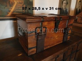 medieval chest with leather belts