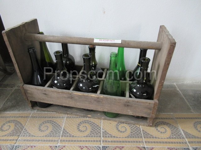 Old bottles in crates