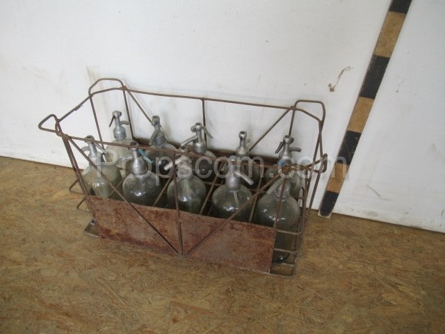 Metal crates with siphon bottles