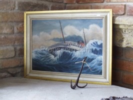 Ein Bild eines Dampfers auf einem stürmischen Meer
