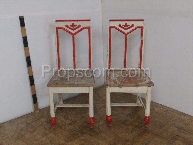 Red and white kitchen chairs