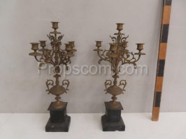 Paired three-armed candlesticks