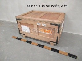 Wooden box with metal reinforcement