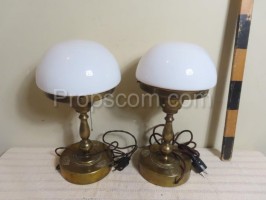 Table lamp brass milk glass