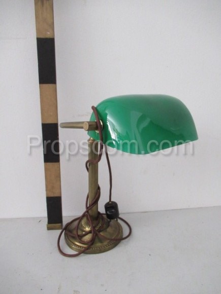 Brass green bank table lamp