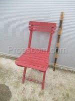 Red folding garden chairs