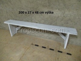 Wooden long white bench