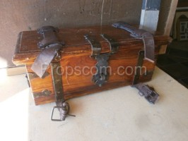 Forged wooden chest with leather belts