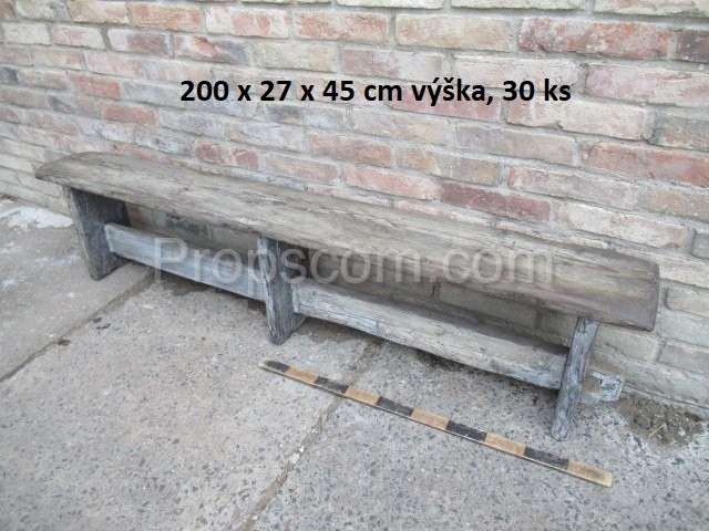 Long wooden bench