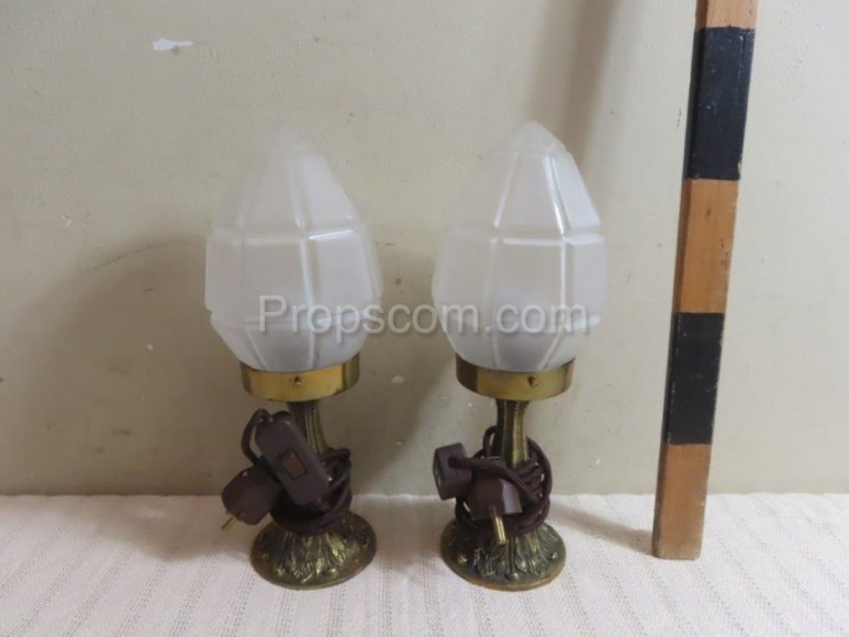 Table lamp brass milk glass candles