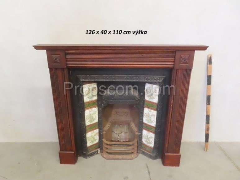 Fireplace with wood paneling