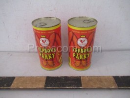 Cans of pork sausages