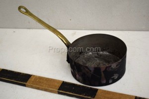 Copper and brass saucepan