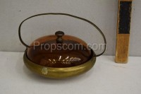 Sugar bowl brass glass