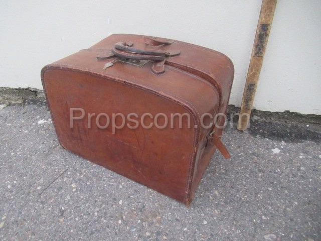 Leather travel suitcase