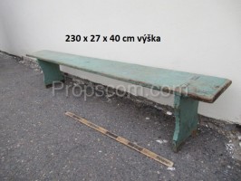 Wooden long green bench