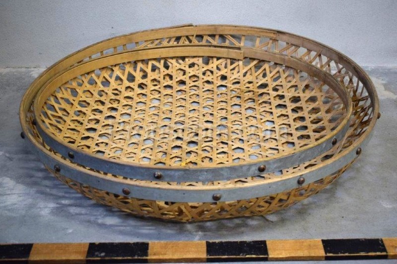 Wicker basket with metal trim