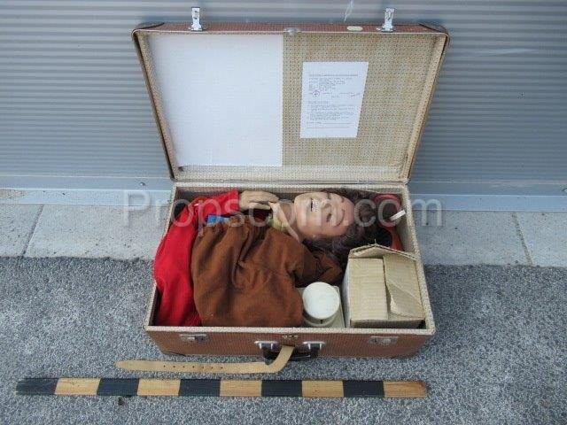 Training dummy set in a suitcase