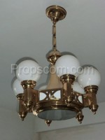 Chandelier six-armed chrome milk glass