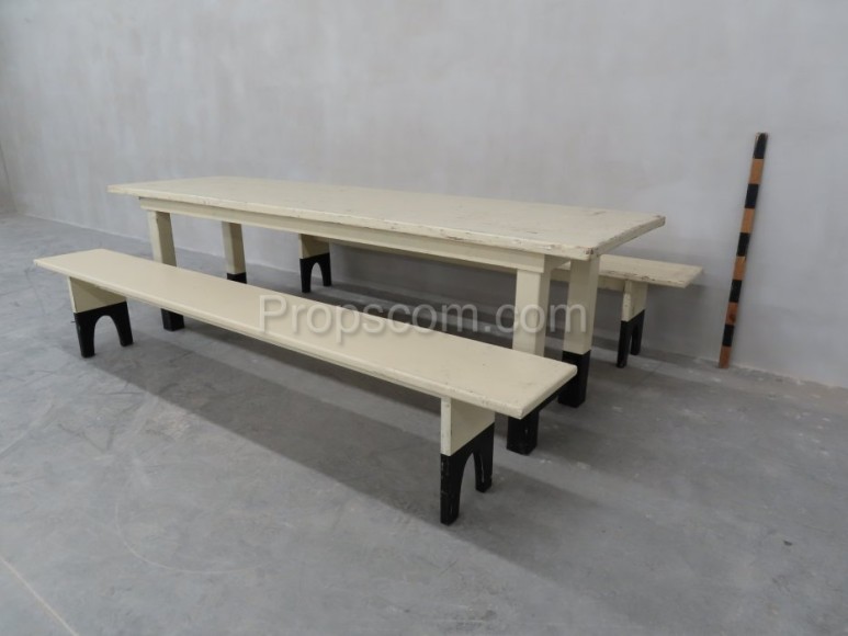 Wooden white-black bench