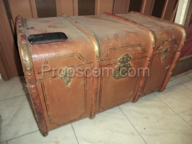 Brass I leather suitcase.