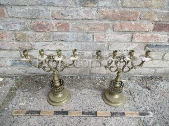 Four-armed brass candlesticks