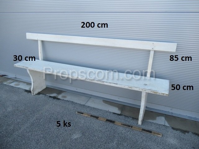 Wooden long white bench