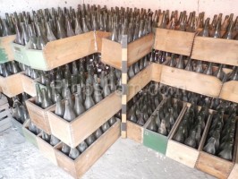 Old bottles in crates
