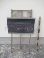 School blackboard with abacus