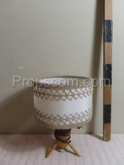 Table lamp wood plastic fabric white