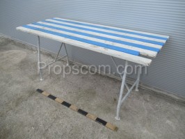 Blue and white garden table