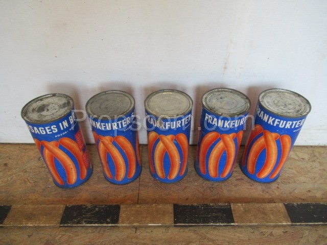 Cans of Frankfurt sausages