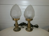 Table lamp brass milk glass candles
