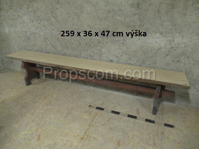 Long wooden bench