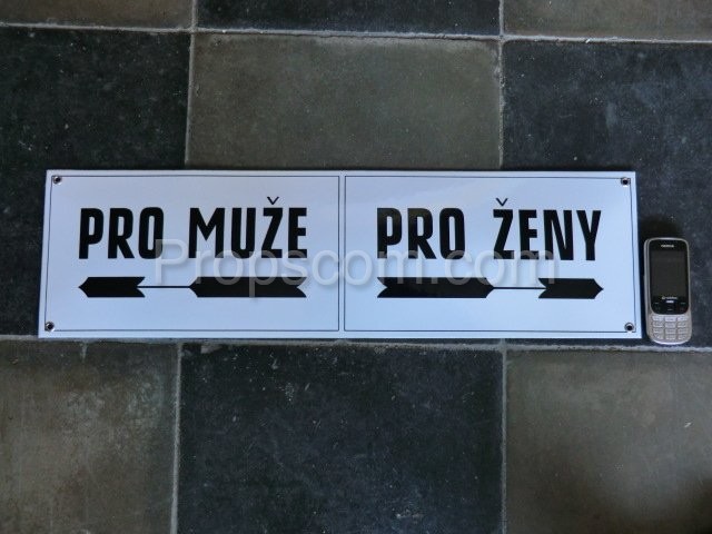 Informační cedule: Pro muže a Pro ženy 