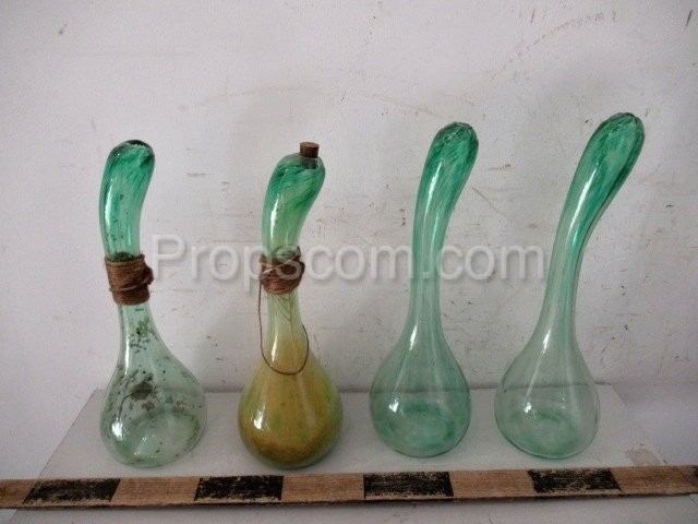 Green glass flask